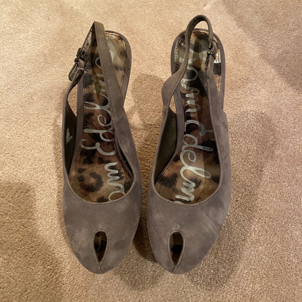 Sam Edelman Novato grey suede slingback pump